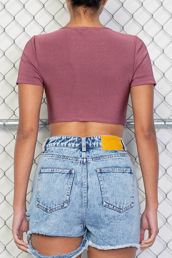 Asymmetrical Bandage Crop Top With Buckle - steven wick