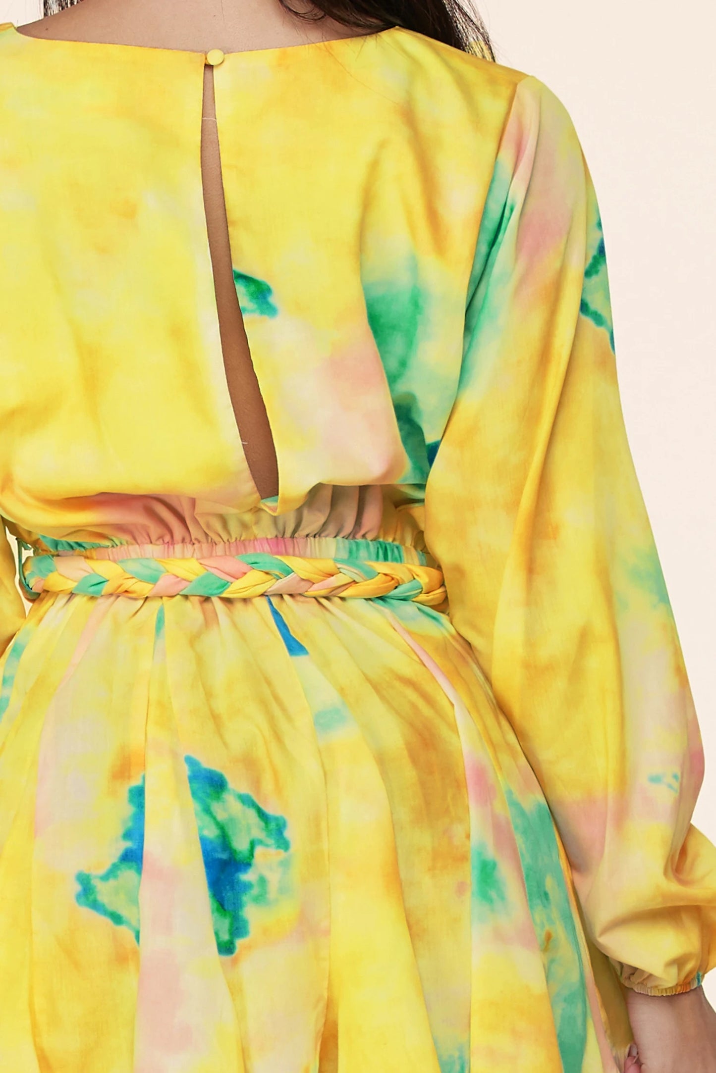 Long Sleeve Multi-Color Tie Dye Mini Dress - steven wick