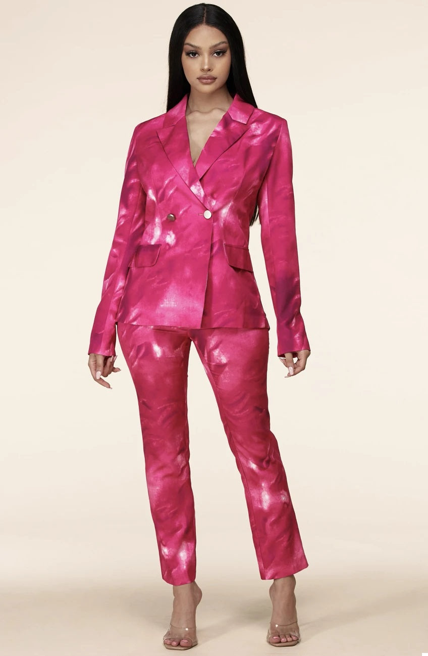 Pink Mix & Match Two Piece Tailored Pant Suit - steven wick