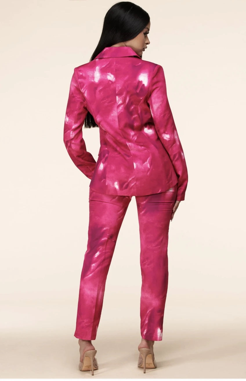 Pink Mix & Match Two Piece Tailored Pant Suit - steven wick