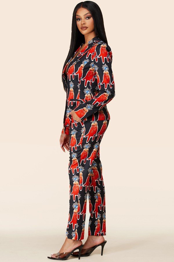Olivia's Luxury Gloves Blazer Pant Set Suit - steven wick