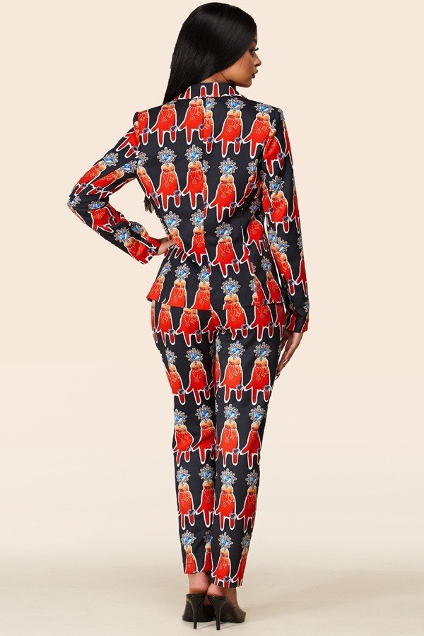 Olivia's Luxury Gloves Blazer Pant Set Suit - steven wick