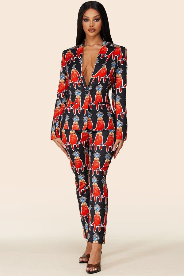 Olivia's Luxury Gloves Blazer Pant Set Suit - steven wick