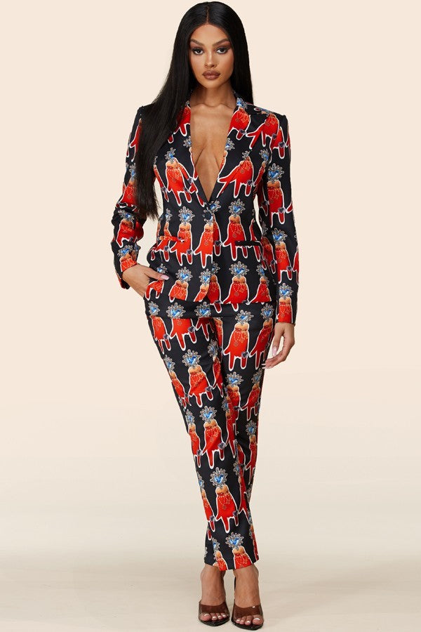 Olivia's Luxury Gloves Blazer Pant Set Suit - steven wick