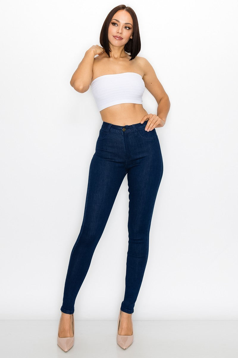 Blue Denim High-Waist Skinny Jeans - steven wick