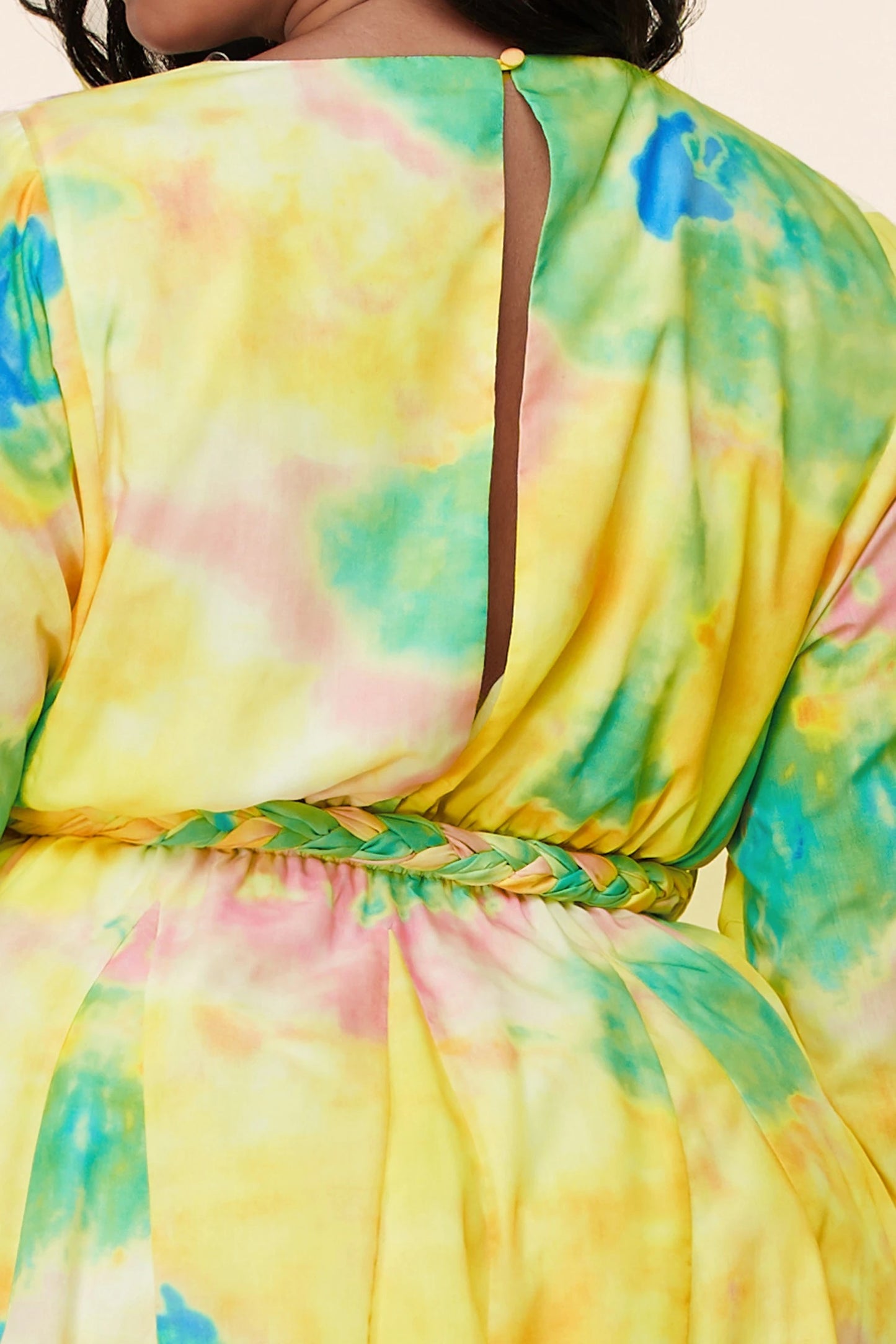 Plus Size Long Sleeve Multi-Color Tie Dye Mini Dress - steven wick
