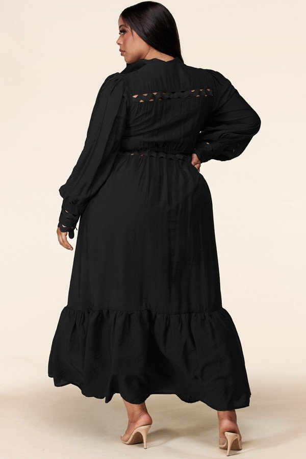 Plus-Size Black Whimsical Maxi Dress - steven wick