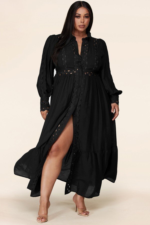 Plus-Size Black Whimsical Maxi Dress – STEVEN