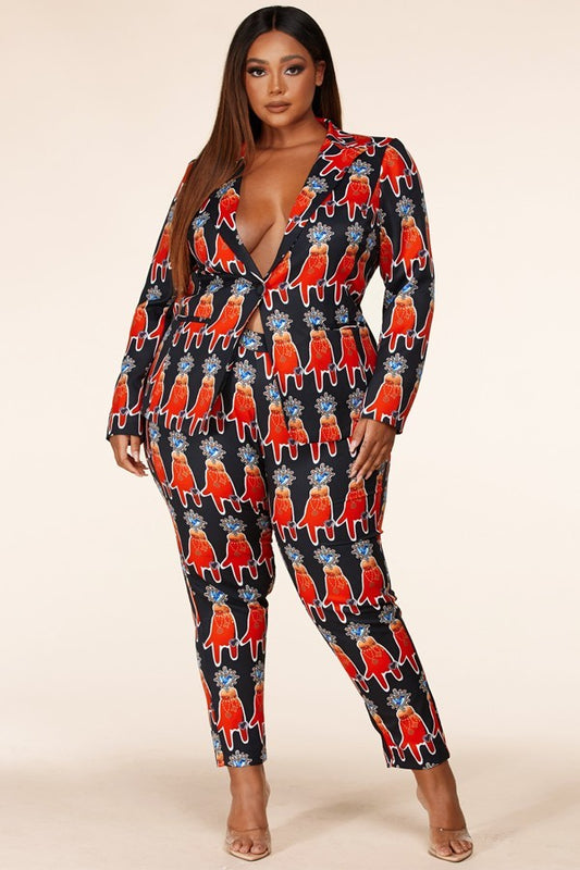 Plus-Size Olivia's Luxury Gloves Blazer Pant Set Suit - steven wick