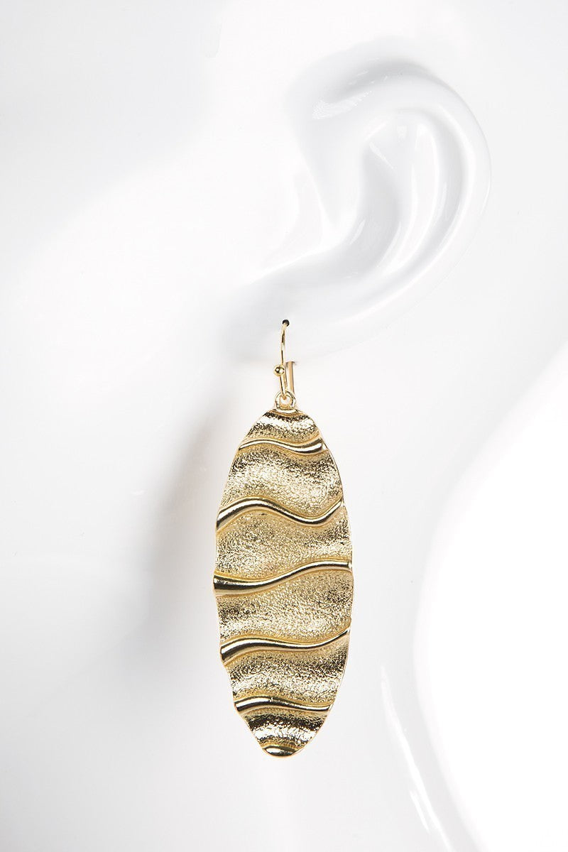 Wave Bar Oval Fish Hook Dangle Earrings - steven wick
