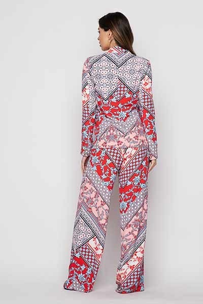 Mix & Match Two Piece Scarf Print Suit Set - steven wick