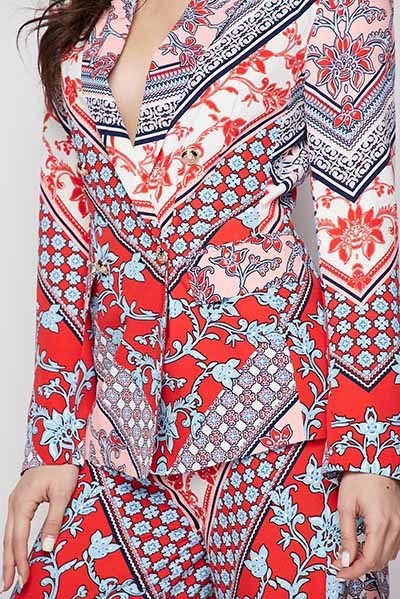 Mix & Match Two Piece Scarf Print Suit Set - steven wick