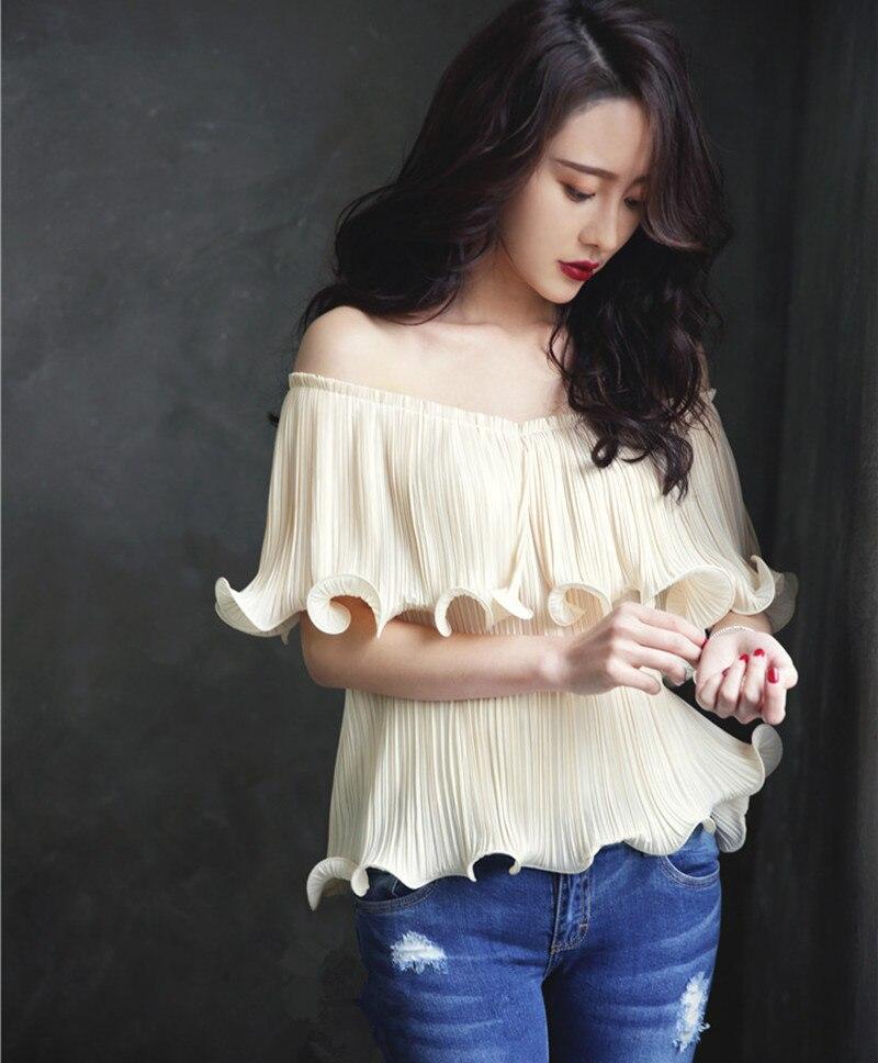 Jenner Off Shoulder Wavy Ruffle Chiffon Top - steven wick