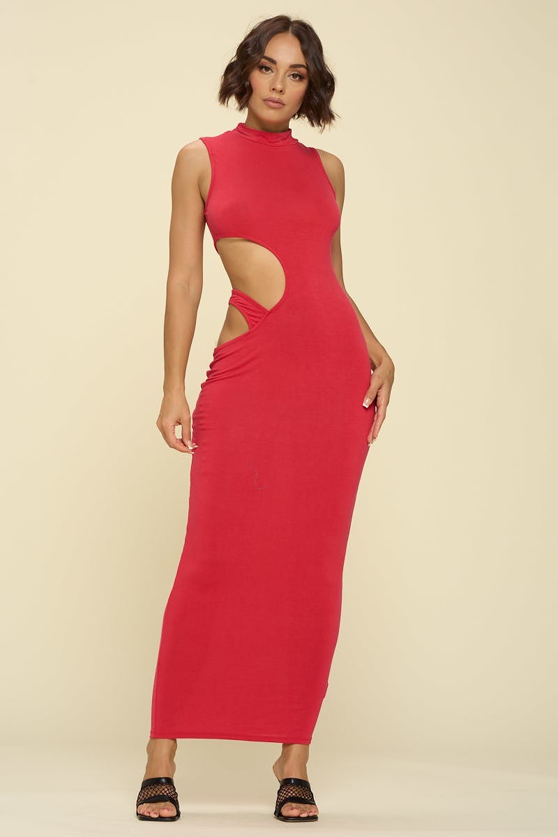 Red Scarlett Solid Cutout Maxi Dress Large / Red Red Scarlett Solid Cutout Maxi Dress Large / Red