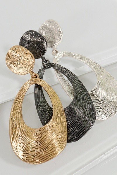 Curved Tear Drop Dangle Earrings - steven wick