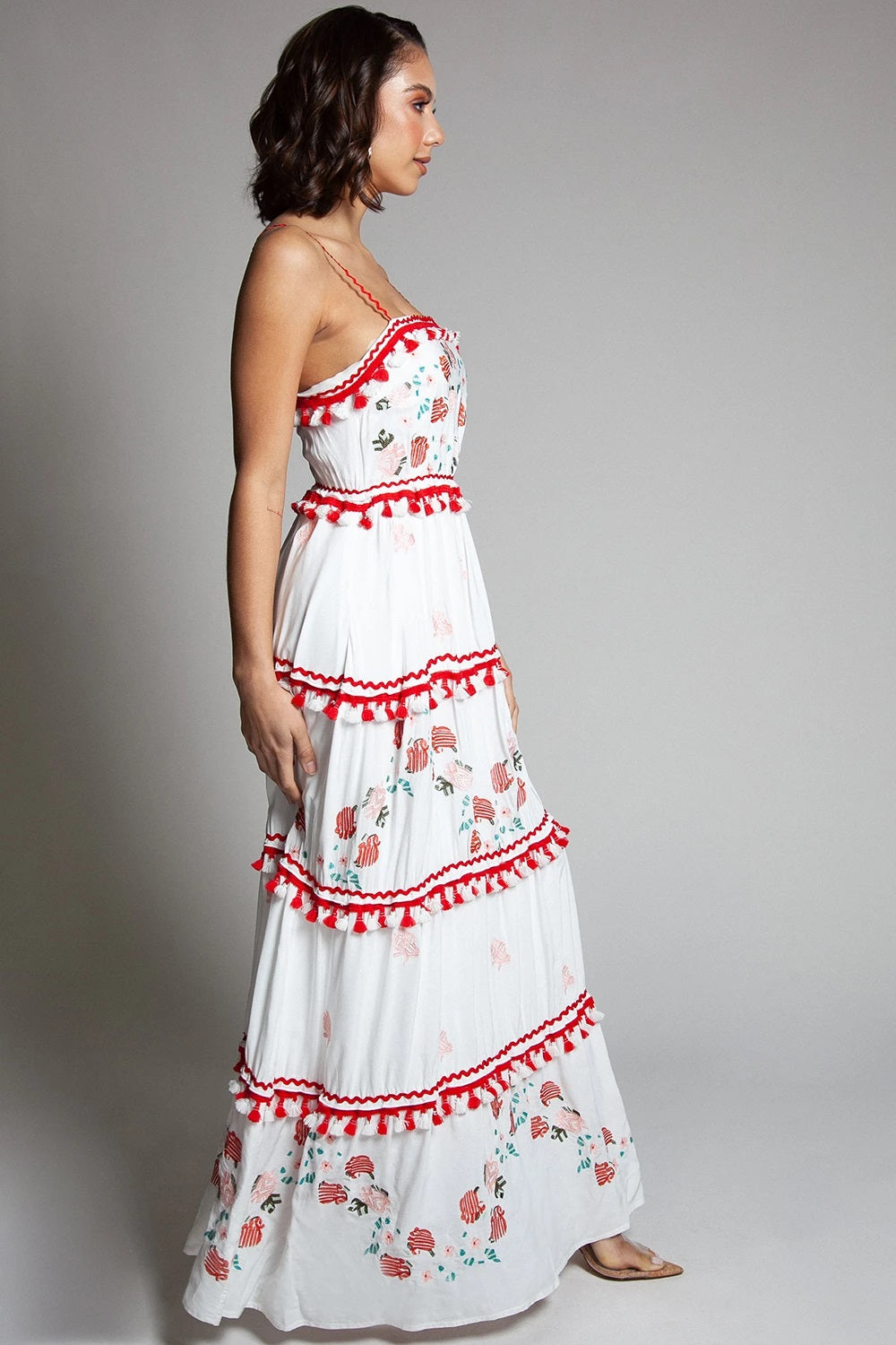 Floral Embroidered Sleeveless Floral Print Maxi Dress - steven wick