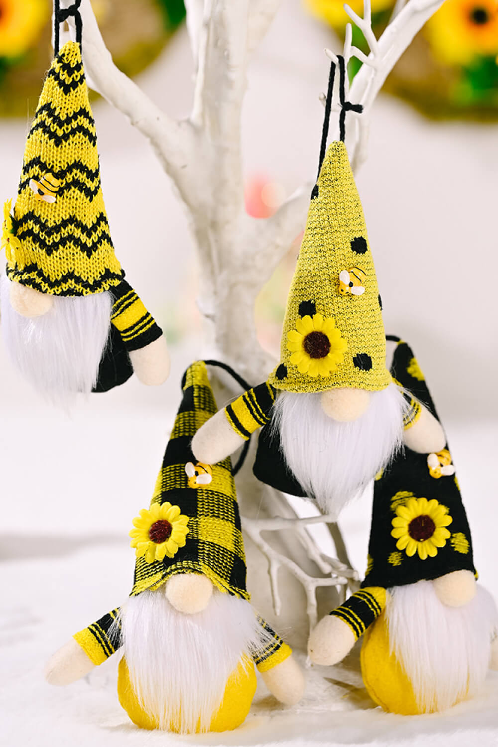 Random 4-Pack Sunflower Faceless Gnome Ornaments - steven wick