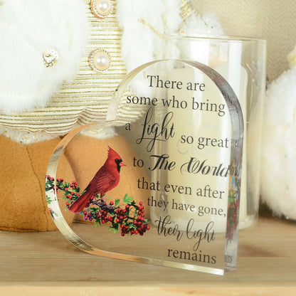 Memorial Heart With Gift Box - Acrylic Cardinal Bird