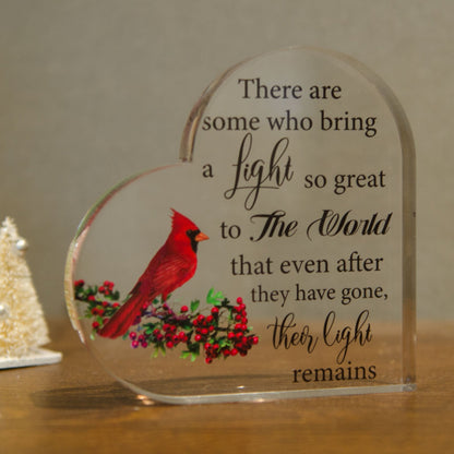 Memorial Heart With Gift Box - Acrylic Cardinal Bird