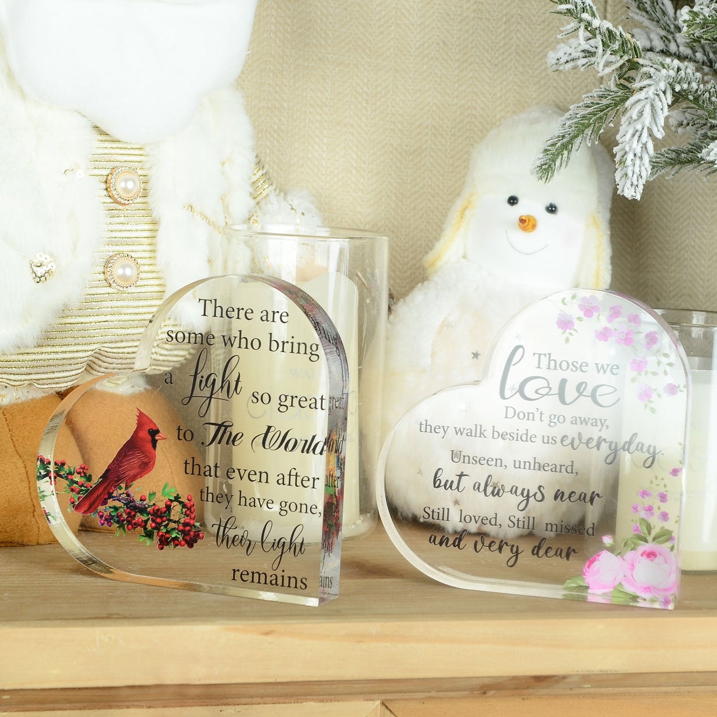 Memorial Heart With Gift Box - Acrylic Cardinal Bird