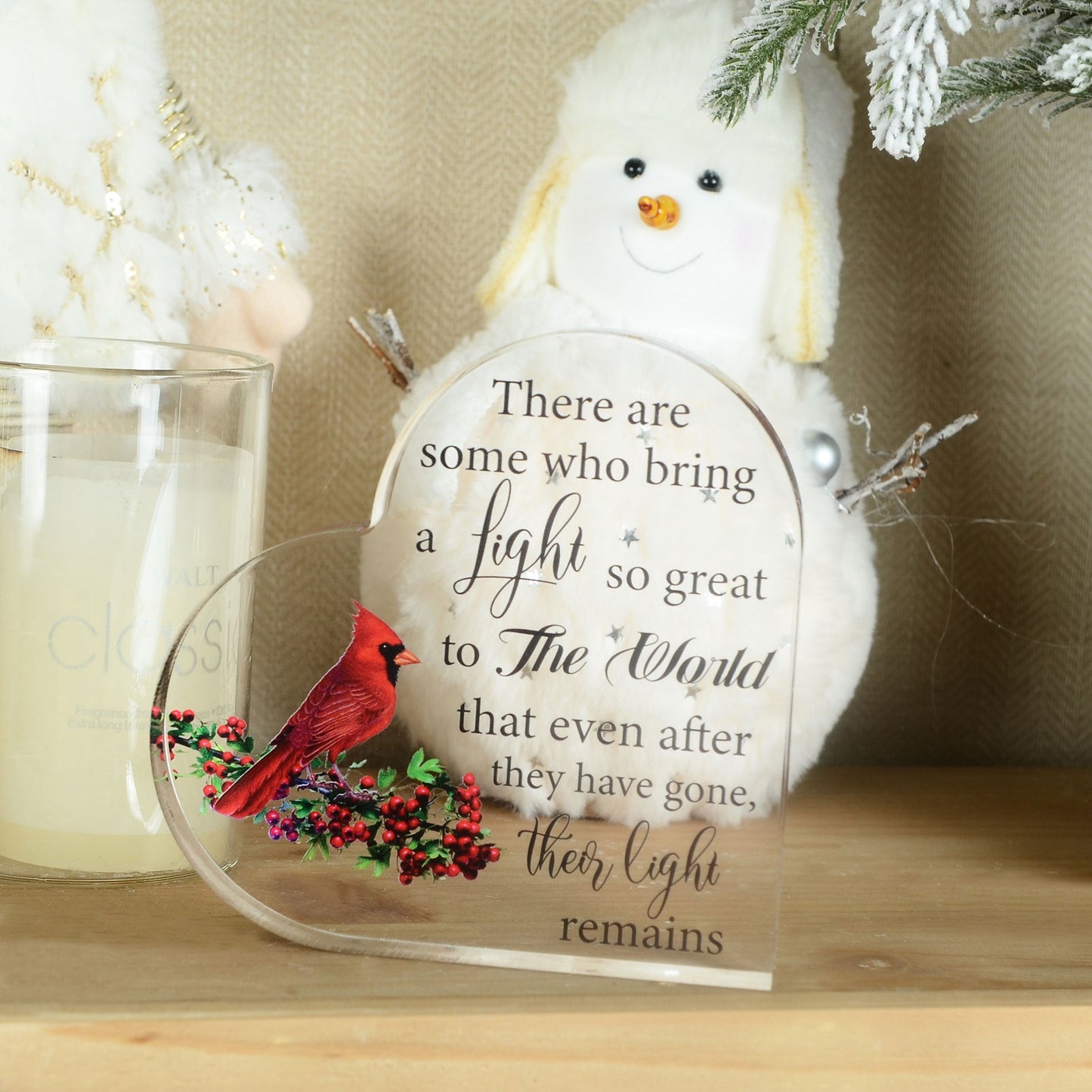 Memorial Heart With Gift Box - Acrylic Cardinal Bird - steven wick