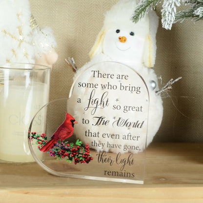 Memorial Heart With Gift Box - Acrylic Cardinal Bird - steven wick