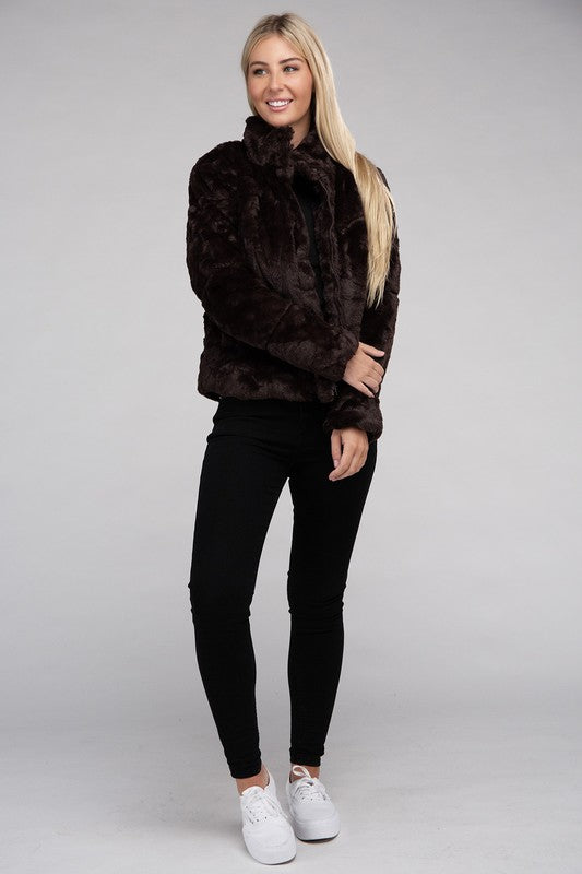 Fluffy Zip-Up Sweater Jacket - steven wick