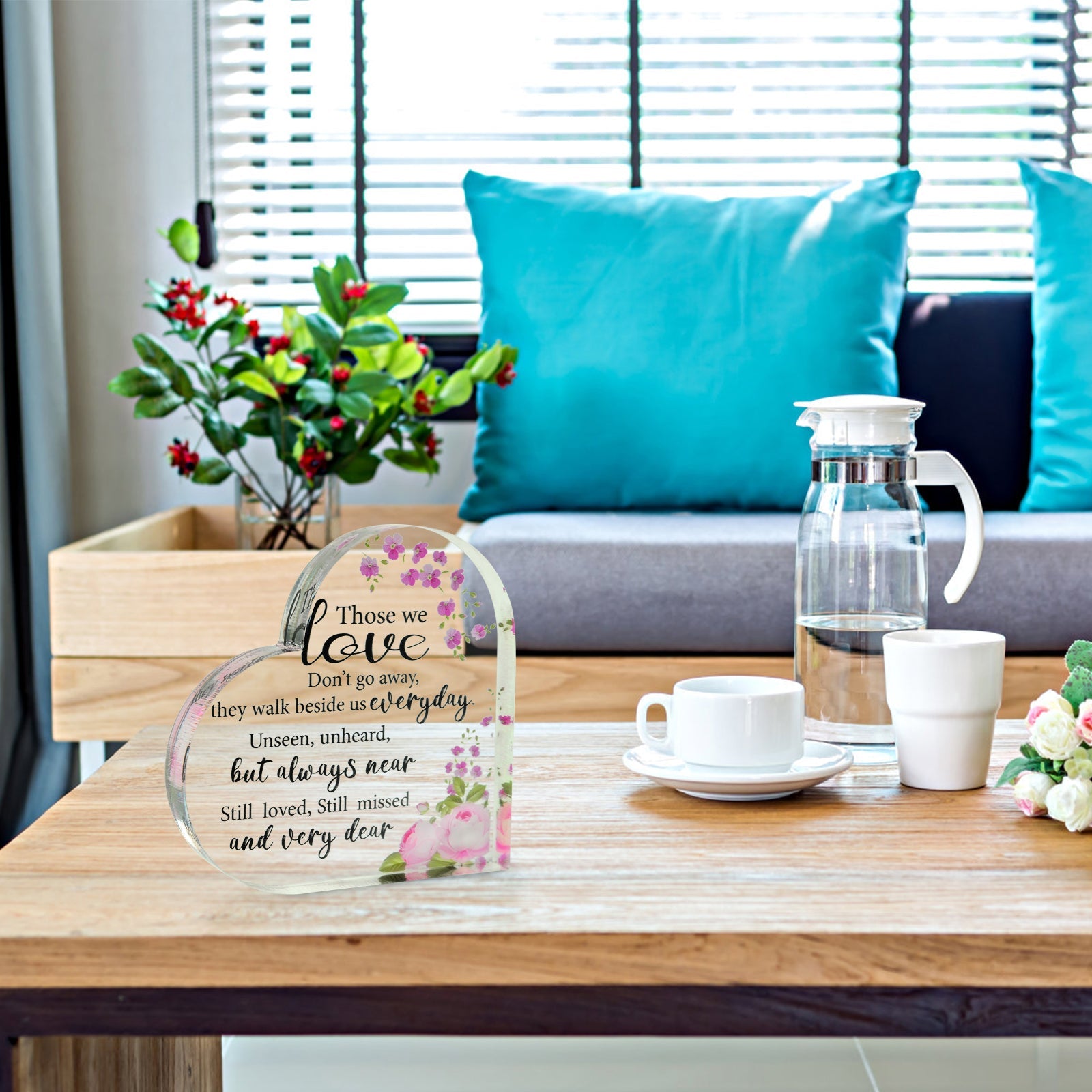 Memorial Heart With Gift Box - Acrylic Floral Design - steven wick