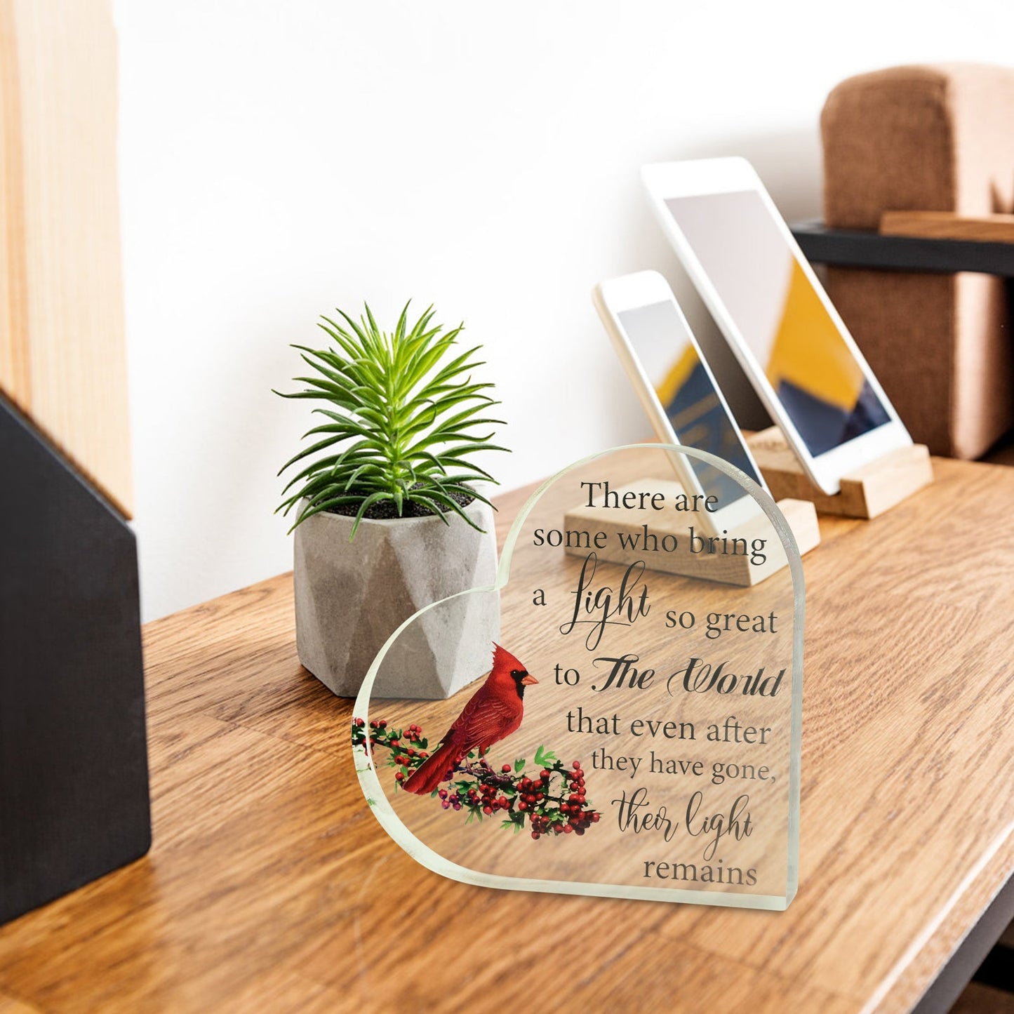 Memorial Heart With Gift Box - Acrylic Cardinal Bird - steven wick