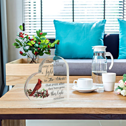 Memorial Heart With Gift Box - Acrylic Cardinal Bird - steven wick