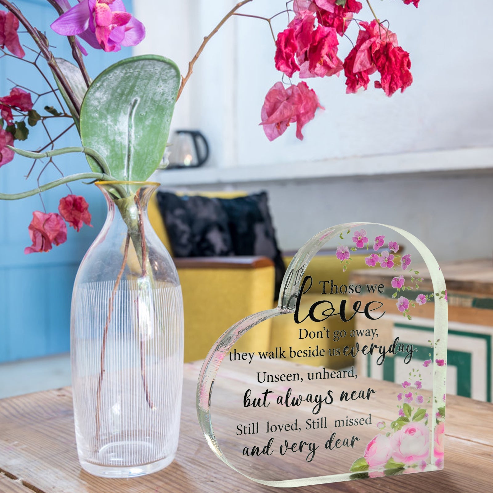 Memorial Heart With Gift Box - Acrylic Floral Design - steven wick