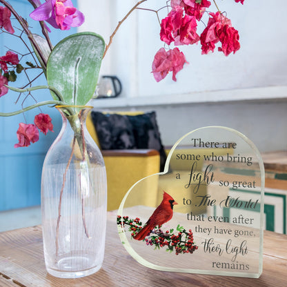 Memorial Heart With Gift Box - Acrylic Cardinal Bird - steven wick