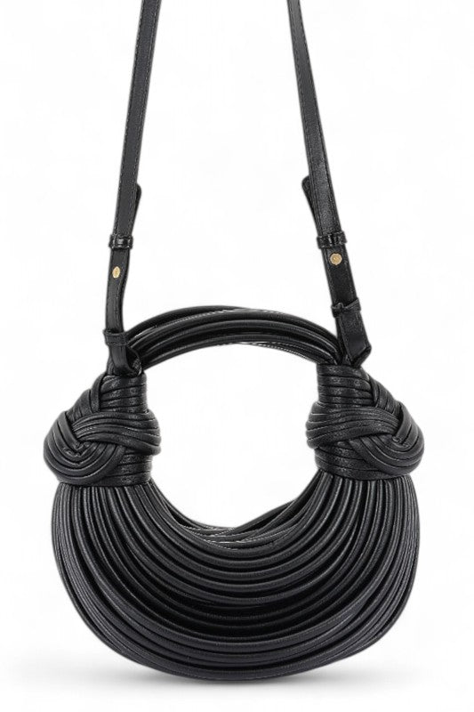 Faux Leather String Rope Top Handle Swing Bag - steven wick