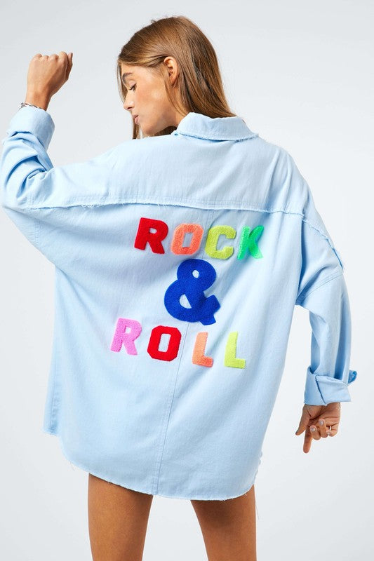 Multi Color Letters Fringed Hem Detail Shirt - steven wick