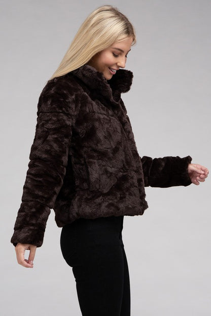 Fluffy Zip-Up Sweater Jacket - steven wick