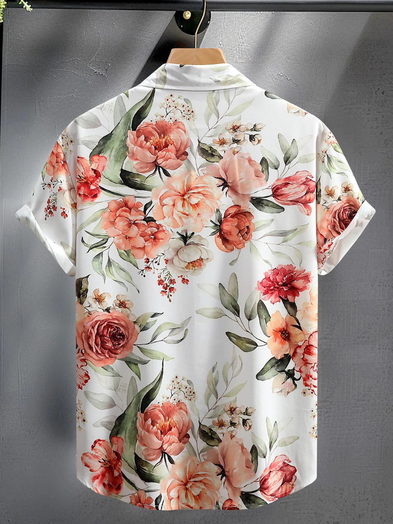Men's Floral Print Button Up Short Sleeve Shirt - steven wick