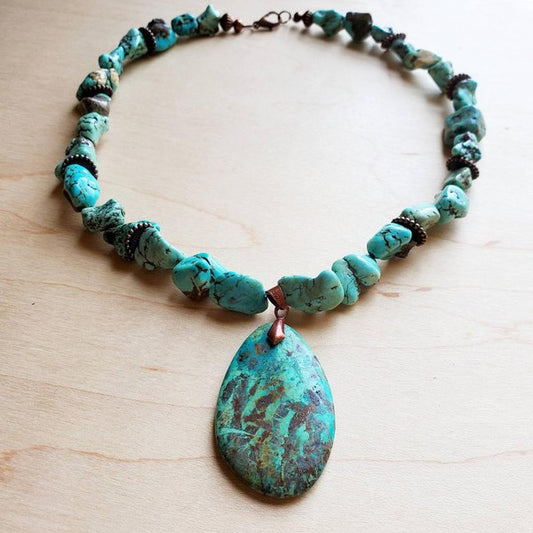 Chunky Turquoise Necklace Teardrop Pendant - steven wick