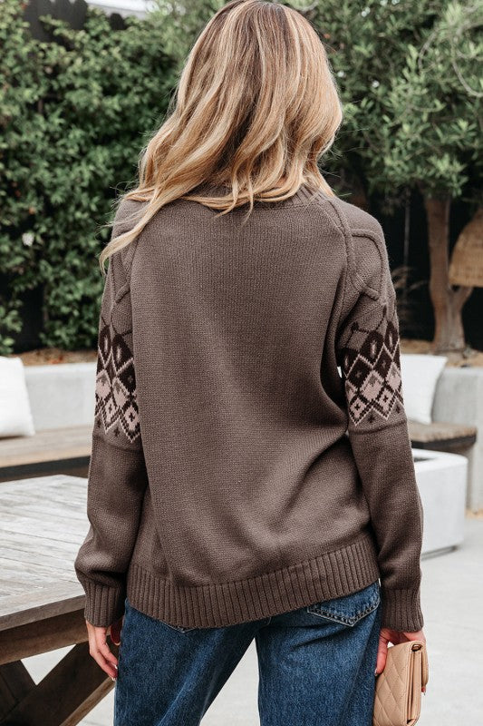 Alana Western Geometric Patterned Crew Neck Knit - steven wick