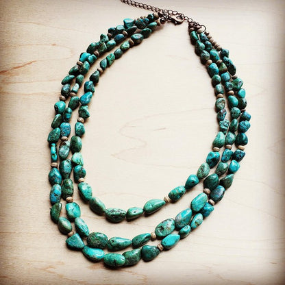 Triple Strand Turquoise &amp; Wood Collar Necklace - steven wick