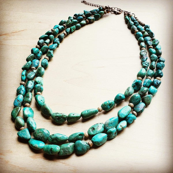 Triple Strand Turquoise &amp; Wood Collar Necklace - steven wick