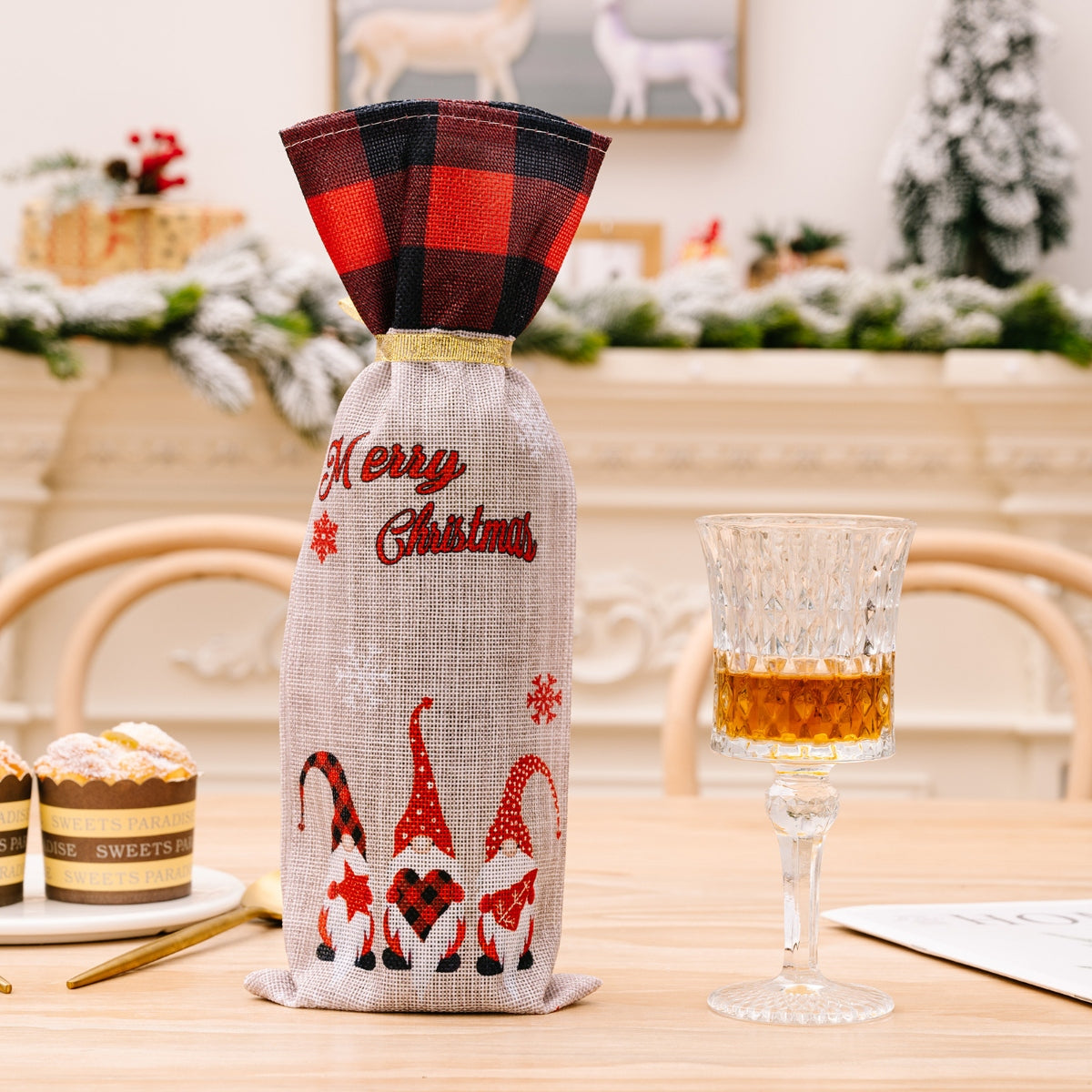 2-Piece Christmas Plaid Wine Bottle Covers - steven wick