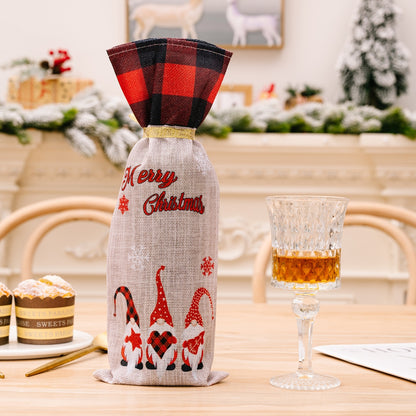 2-Piece Christmas Plaid Wine Bottle Covers - steven wick