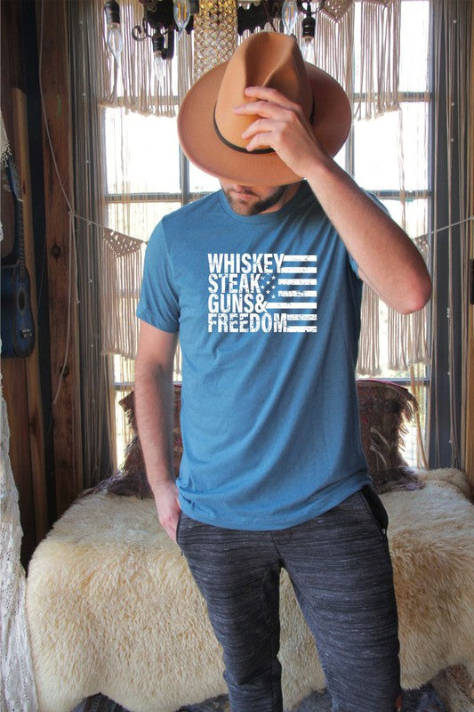 Whiskey Steak Guns &amp; Freedom Tee - steven wick