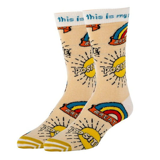 Positive - Men's Cotton Crew Funny Socks - steven wick