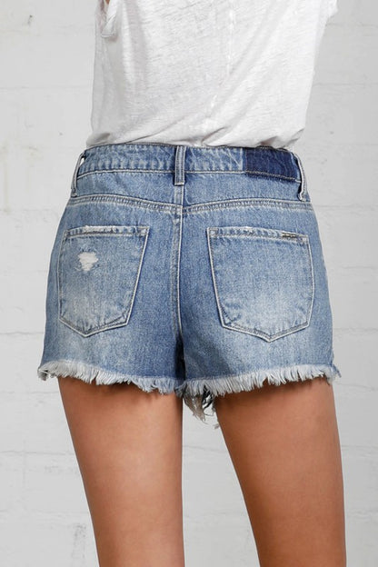 High Rise Destroyed Denim Shorts - steven wick