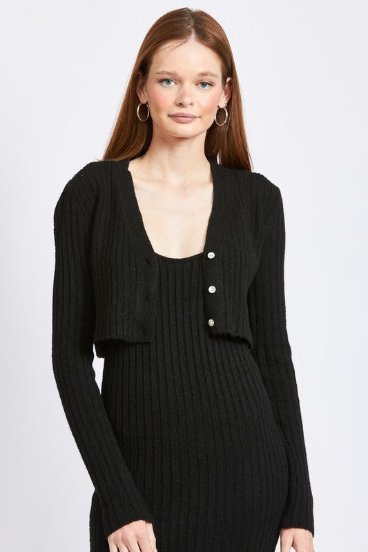 Long-sleeved Button Down Cropped Rib Cardigan - steven wick
