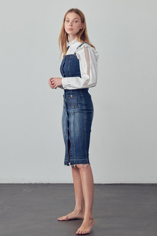 SUSPENDERS DENIM SKIRT - steven wick