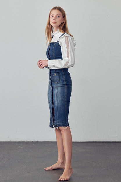 SUSPENDERS DENIM SKIRT - steven wick