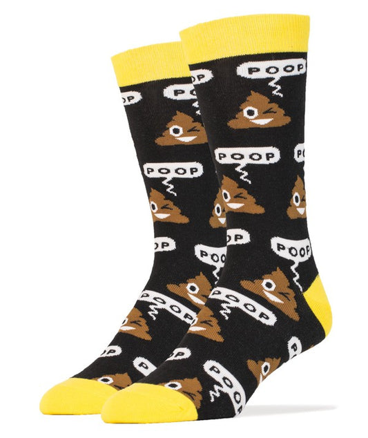 Poop - Men's Emoji Cotton Crew Funny Socks - steven wick