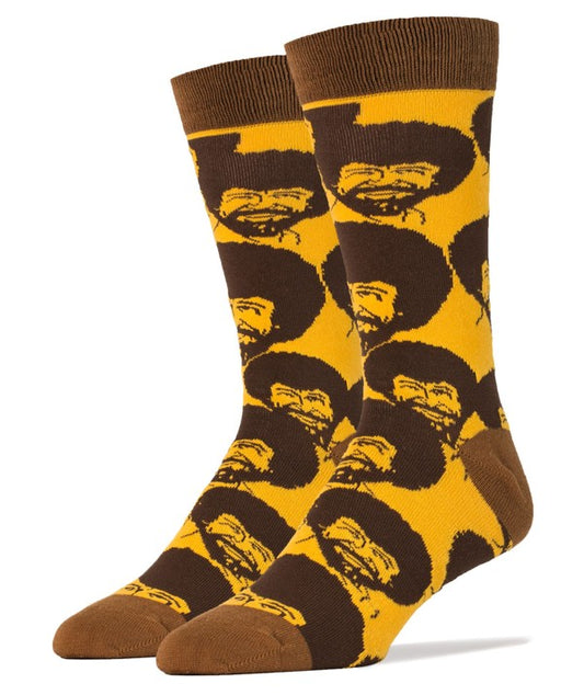 Bob Ross Flash Mob - Men's Cotton Crew Funny Socks - steven wick